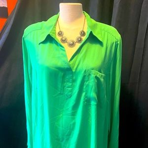 Gorgeous bright green button down blouse